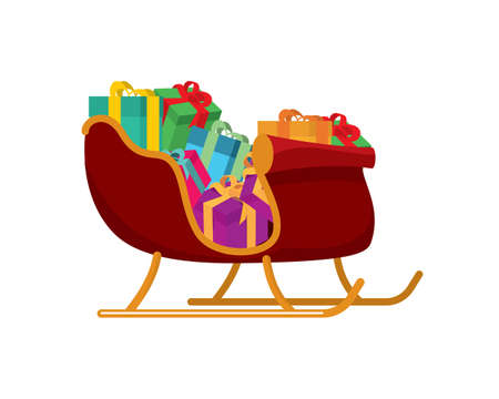 Detailed Full of Gifts Santa Sledge Illustration Vectorのイラスト素材