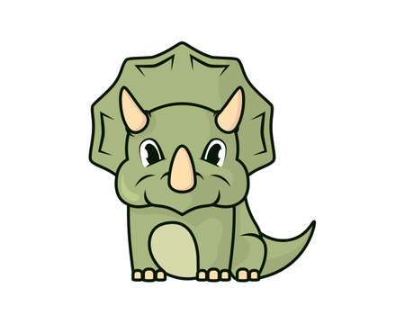 Cute and Sweet Triceratops Illustration Vectorのイラスト素材