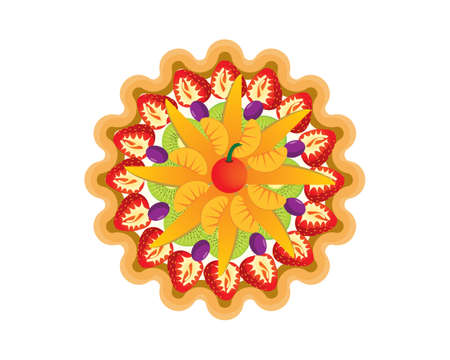Detailed Fruit Tart Cake Illustration Vectorのイラスト素材