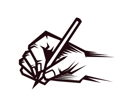 Writing Gesture Illustration with Silhouette Style Vectorのイラスト素材