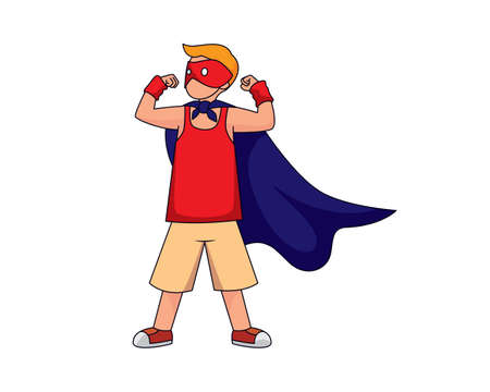 a Boy Wearing Mask and Cloak as Symbolization of Superhero Vectorのイラスト素材