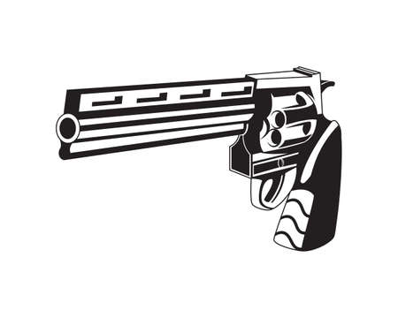 Old and Antique Revolver Handgun Illustration with Silhouette Style Vectorのイラスト素材