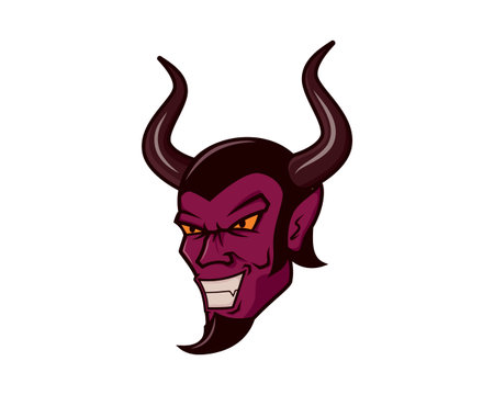 Detailed Smiling Devil Face Illustration Vector