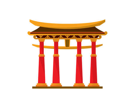 Detailed China Temple Gate Illustrationのイラスト素材