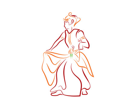 Javanese Woman Dancer Illustration with Silhouette Styleのイラスト素材