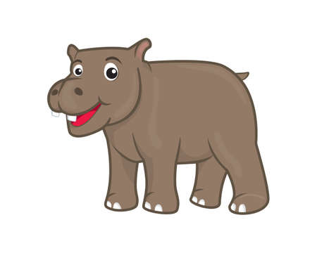 Cute and Sweet Rhinoceros with Standing Gesture Illustration Vectorのイラスト素材