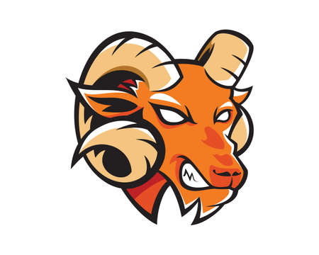 Angry Bighorn Goat or Mountain Goat Head Mascot and Illustration Vectorのイラスト素材