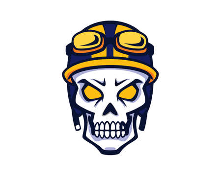 Skull Rider or Skull Wearing Motorcycle Helmet Illustration Vectorのイラスト素材
