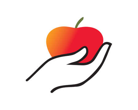 Simple Hand Holding Peach or Apricot Illustrationのイラスト素材