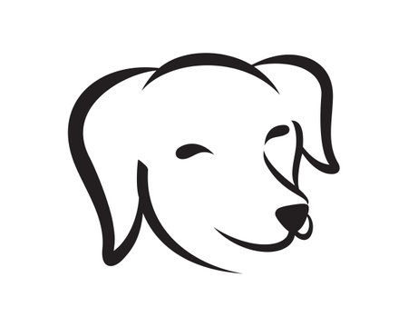 Simple Smiling Dog Head with Silhouette Styleのイラスト素材