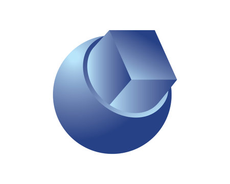 Creative Cube combined with Ball Illustrationのイラスト素材