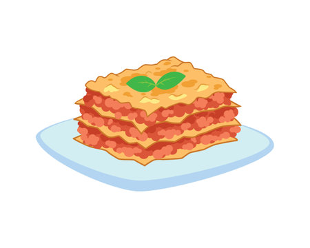 a Plate of Tasty and Delicious Lasagna Illustrationのイラスト素材