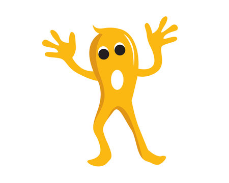 Funny Monster or Character with Peek a Boo Gesture Illustration with Simple Illustrationのイラスト素材