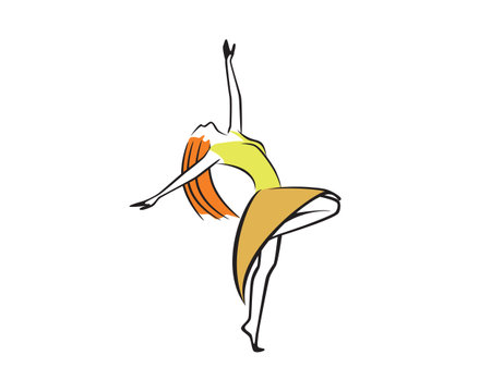Woman Dancing Expressively Illustration visualized with Simple Illustrationのイラスト素材