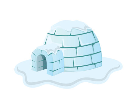 Igloo House Covered in Snow Illustration visualized with Semi Detailed Illustrationのイラスト素材