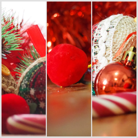 New year, christmas tree and decorations