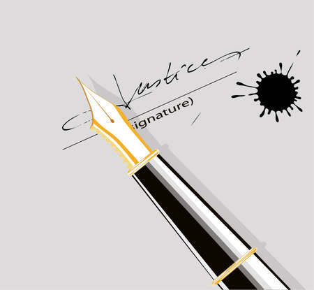 the signature on the document のイラスト素材