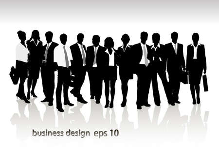 Group of business people and office