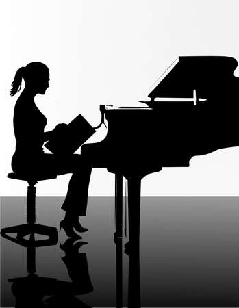 girl playing the pianoのイラスト素材