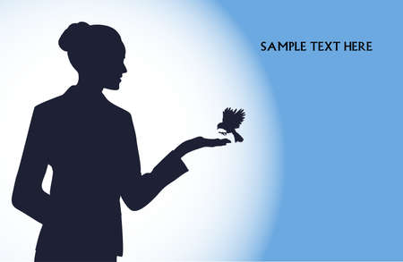 girl with birdのイラスト素材