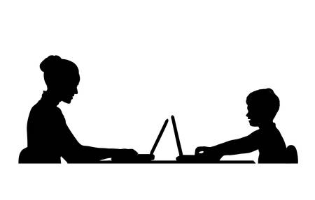 people at the computerのイラスト素材