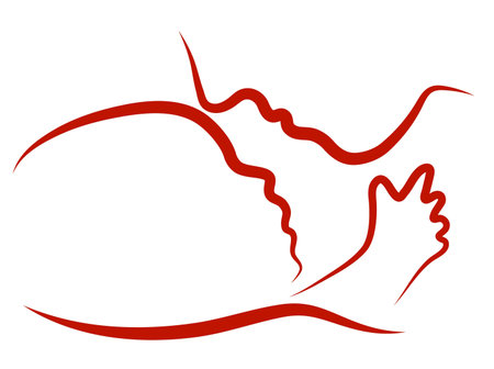abstract silhouette of the child with parentsのイラスト素材
