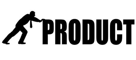 businessman pushing a word productのイラスト素材