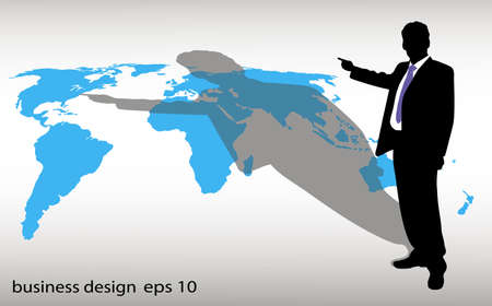 businessman in front of a mapのイラスト素材