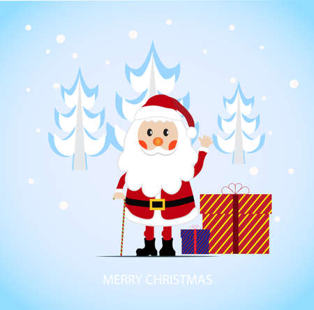 on the image cheerful Santa Claus is presentedのイラスト素材