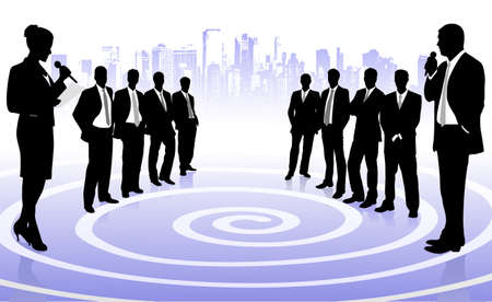 on the image the group of business people is presented to studiosのイラスト素材