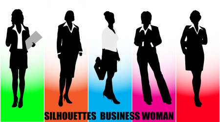 on the image silhouettes of the business woman are presentedのイラスト素材