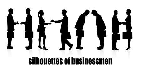 on the image silhouettes a meeting of business people are presentedのイラスト素材