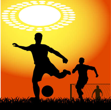 silhouettes of players in soccerのイラスト素材
