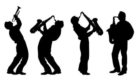 silhouette of jazz musicianのイラスト素材