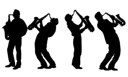 silhouette of jazz musicianのイラスト素材