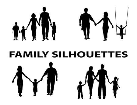 silhouette of family groupのイラスト素材