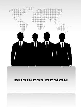 group of businessmen against a planet with a bannerのイラスト素材