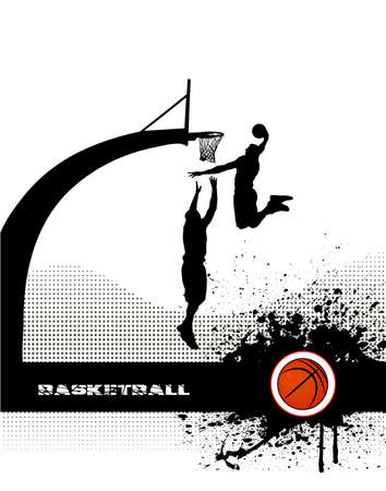 basketball match on grunge backgroundのイラスト素材