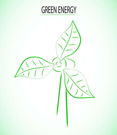 on the image the abstract silhouette of a windmill is presentedのイラスト素材