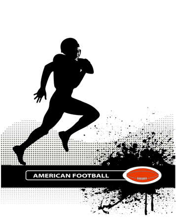 football player running on grunge backgroundのイラスト素材