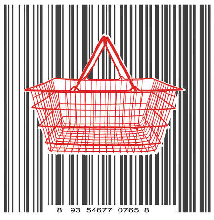 consumer basket against the bar codeのイラスト素材