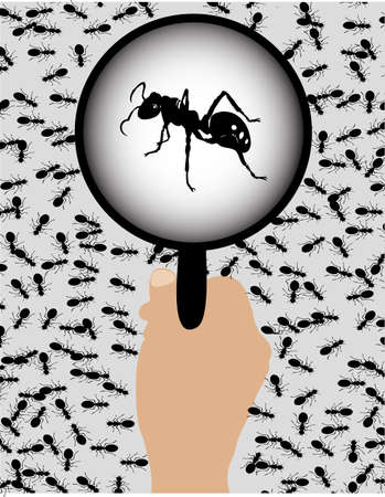 ants with a magnifying glassのイラスト素材