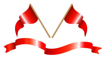 red flag and tape on a white backgroundのイラスト素材