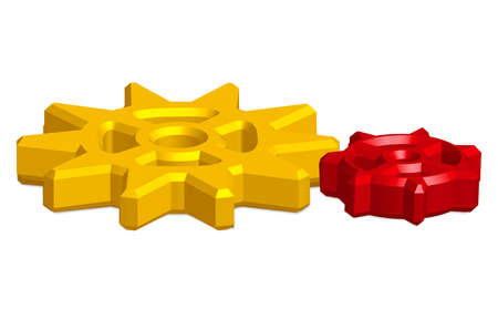gears in 3d on white backgroundのイラスト素材