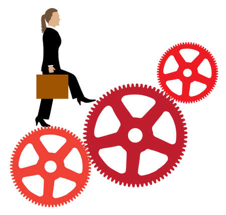 businessman walks on the mechanismのイラスト素材