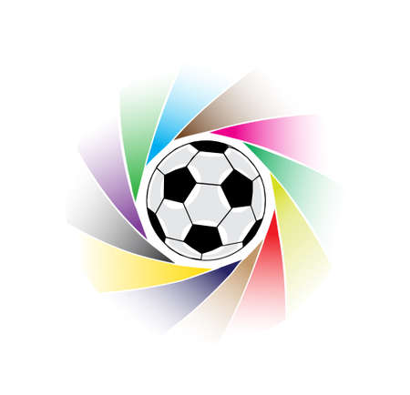 soccer ball among color beamsのイラスト素材