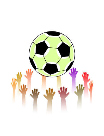 hands reach for a soccer ballのイラスト素材