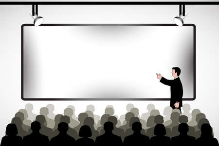 speaking to the audience in studioのイラスト素材