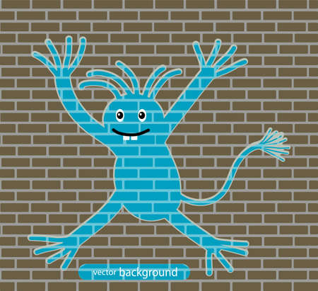 drawing on a brick wallのイラスト素材