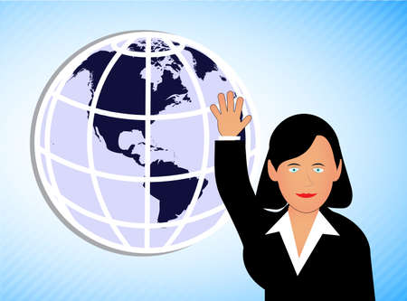 girl the politician against the globeのイラスト素材
